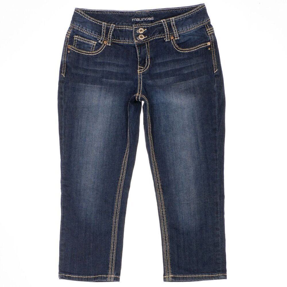 Maurices Crop Capri Jeans Size 5/6 Junior Womens Mid Rise Blue Stretch 28x20.5